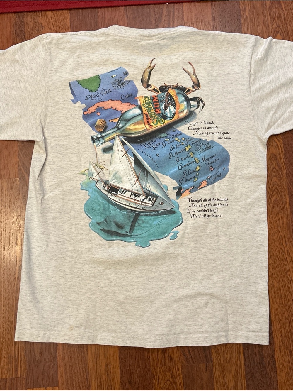 Vintage Shipwreck Rum Jimmy Buffett Lyrics Nautical Tshirt Size Large